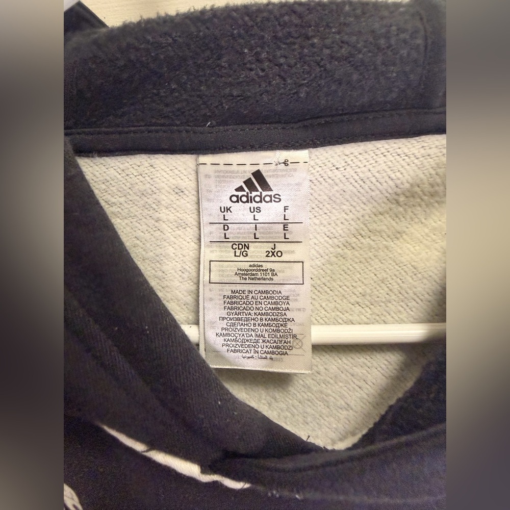 adidas Black Hoodie with White Logo Print - Picture 3 of 3